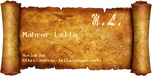 Mahrer Leila névjegykártya